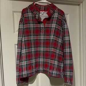 Crown & Ivy Red Plaid Women's Pull Over Sweater XL